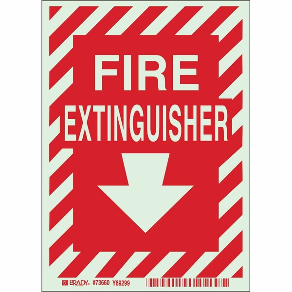 Brady Fire Extinguisher Sign, 7 in Height, 5 in Width, Polyester, Rectangle, English 73660 - main